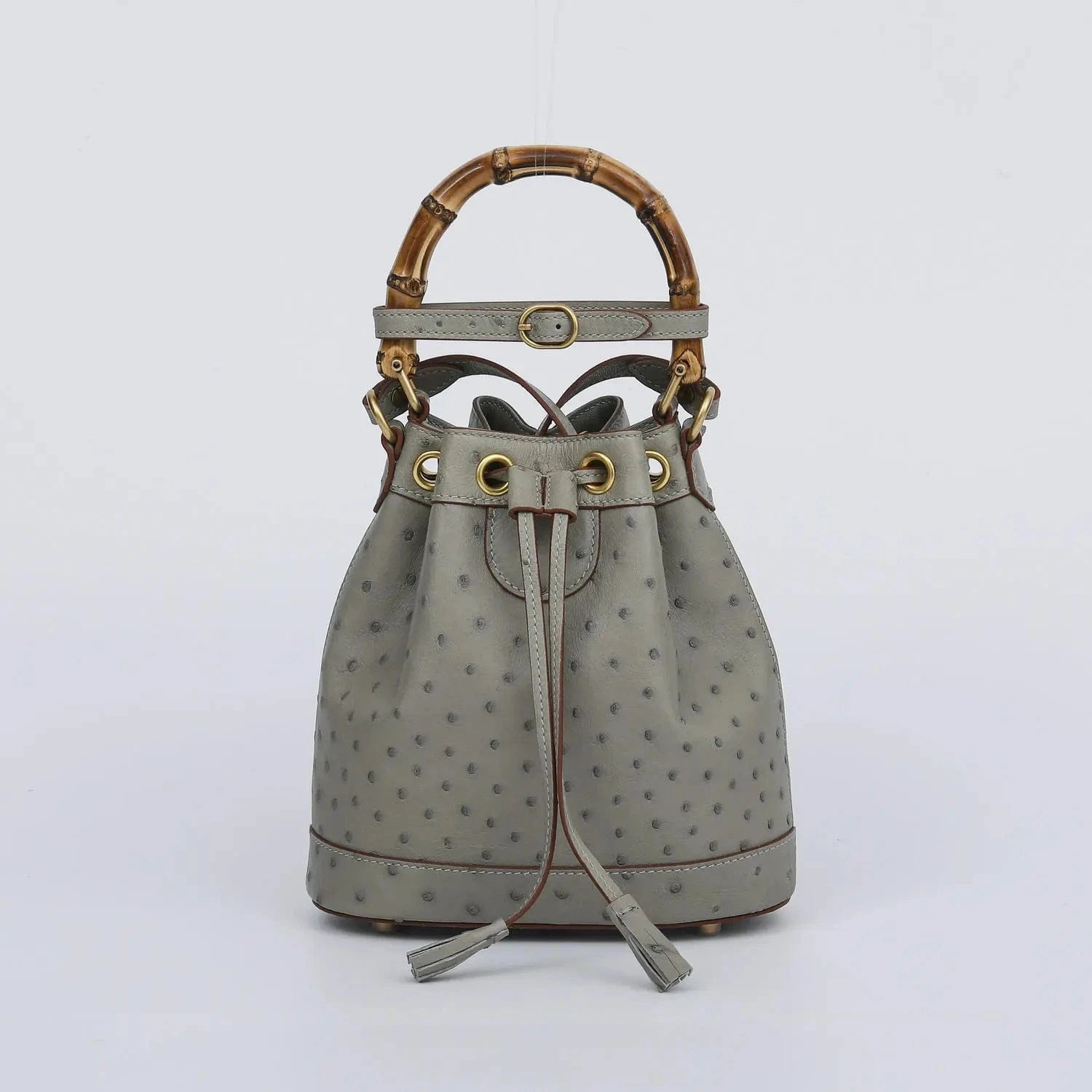 2025 New Ostrich Leather Women's Top-handle Bags Fashion Genuine Leather Lady Bucket Bag Luxury Shoulder Crossbody Bag