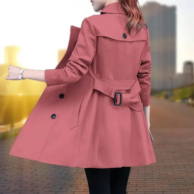 2025 New Trench Coat Midi Length Fashion Korean Elegant Khaki Black Loose Women's Windbreaker Coat Casual Double Breasted Tops - SN Wigs & More