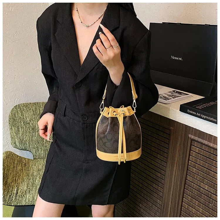 2025 Retro Print Bucket Bag - Vintage Drawstring Shoulder Bag for Women, Fashion Crossbody & Handbag