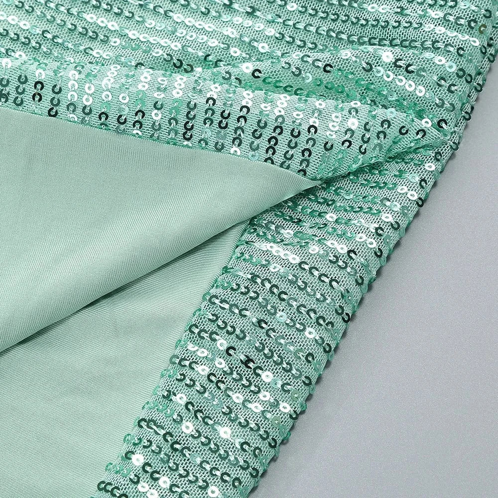 2025 Trendy Inspired Women Sequin Spaghetti Strap Maxi Dress with Square Neckline High Side Slit for Retro-Themed Evening Galas