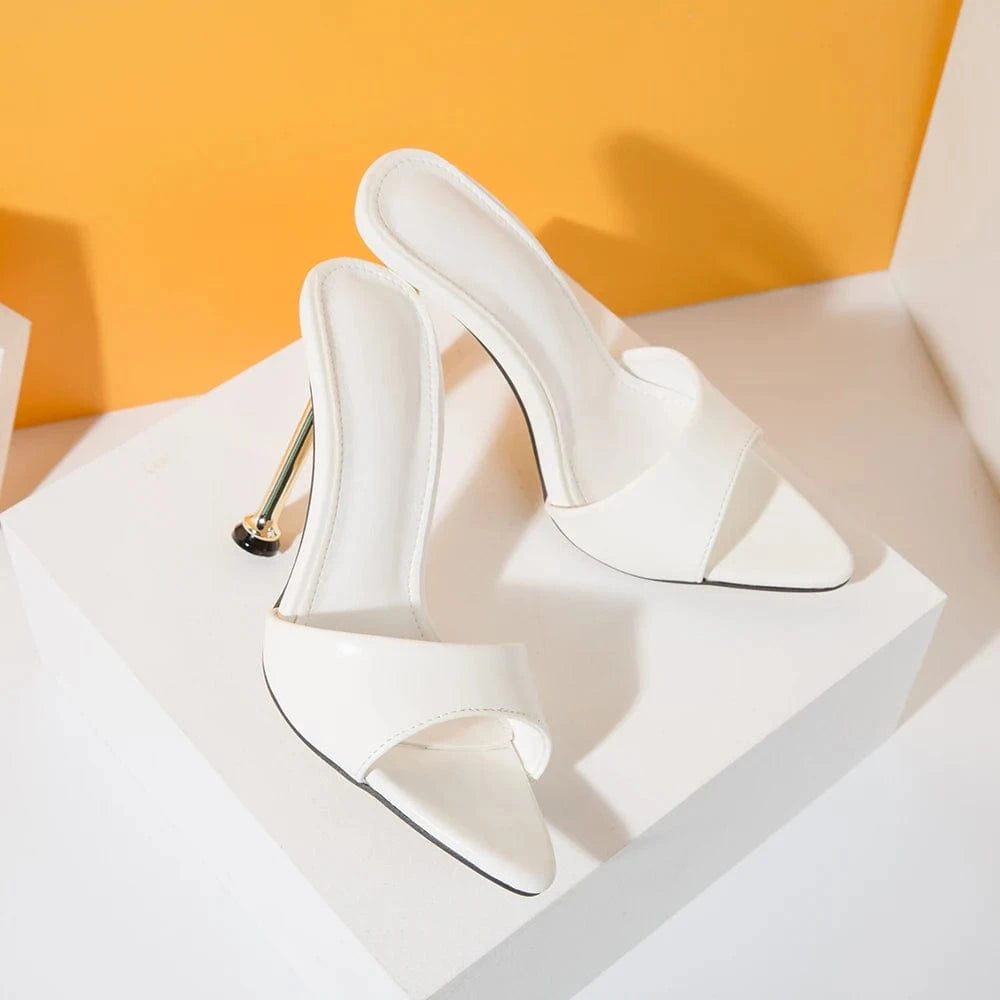 204 new European and American high heel women's sandals metal thin heel women's sandals