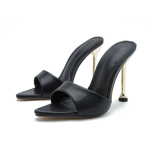 204 new European and American high heel women's sandals metal thin heel women's sandals