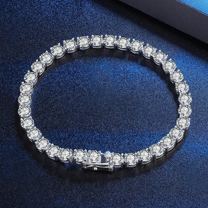 20cm / 4mm width 0.3 carat Fine Jewelry VVS Moissanite Diamond Cluster Iced Out Tennis Chain Bracelet Hip Hop 925 Sterling Silver for Men Women Stars 1232