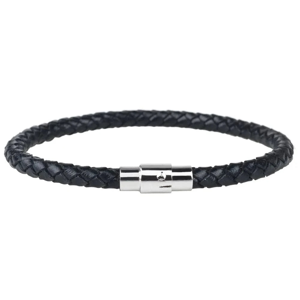 20cm / Black new fashion magnet clasp Charm Stainless Steel Jewelry Braided woman  mens   PU Bracelet