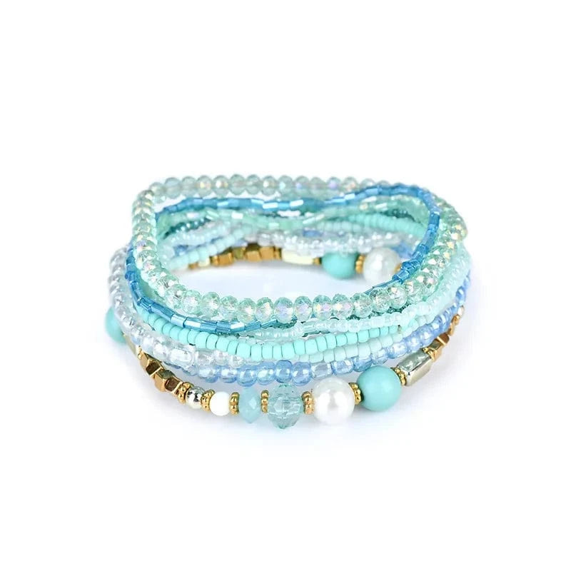 20cm / Blue Hainon Vintage Luxury Bohemian Bead Bracelets Women Multilayer Handmade Handmade bracelet set Jewelry Holiday style