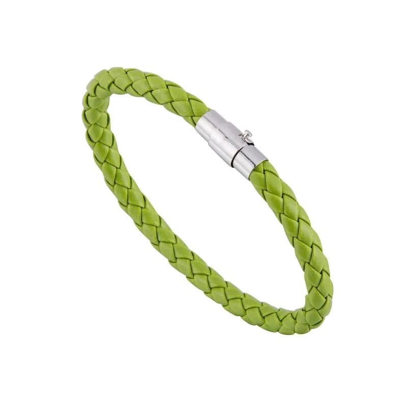 20cm / green new fashion magnet clasp Charm Stainless Steel Jewelry Braided woman  mens   PU Bracelet