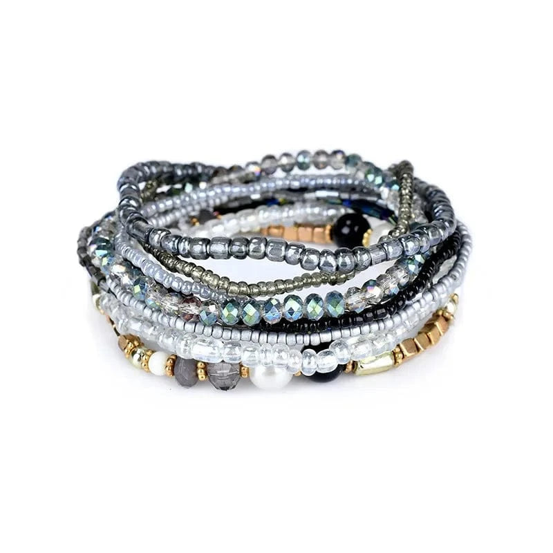 20cm / Grey Hainon Vintage Luxury Bohemian Bead Bracelets Women Multilayer Handmade Handmade bracelet set Jewelry Holiday style