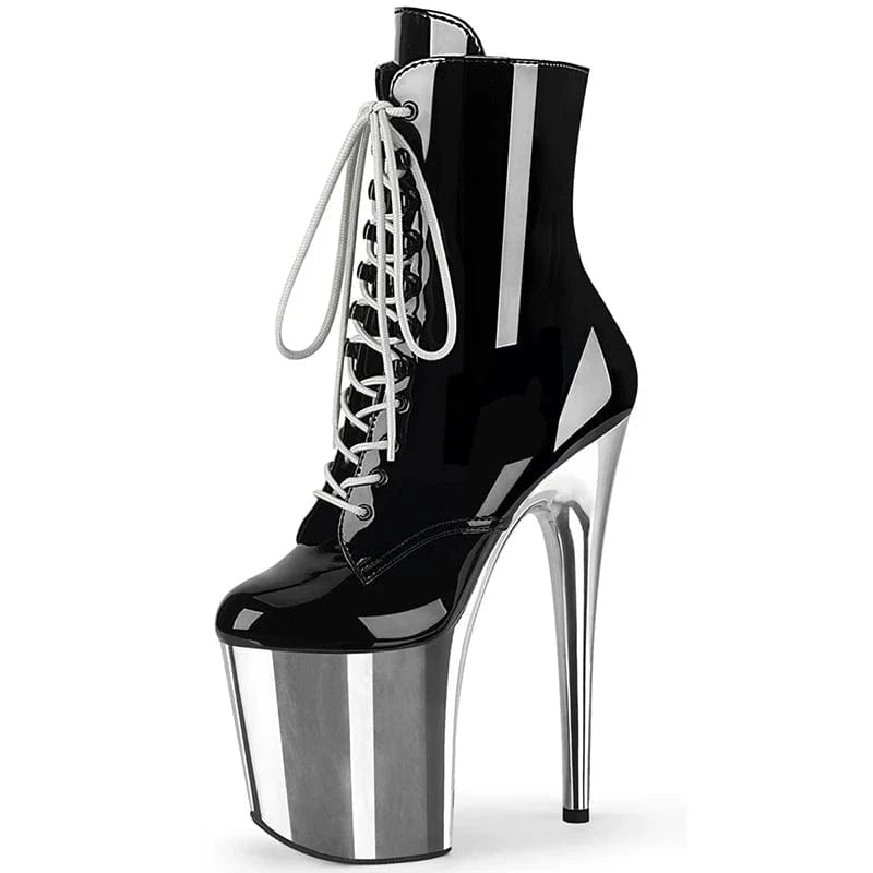 20cm super high heel sexy fetish pole dance high heels female short boots laced waterproof platform large size fashion strip