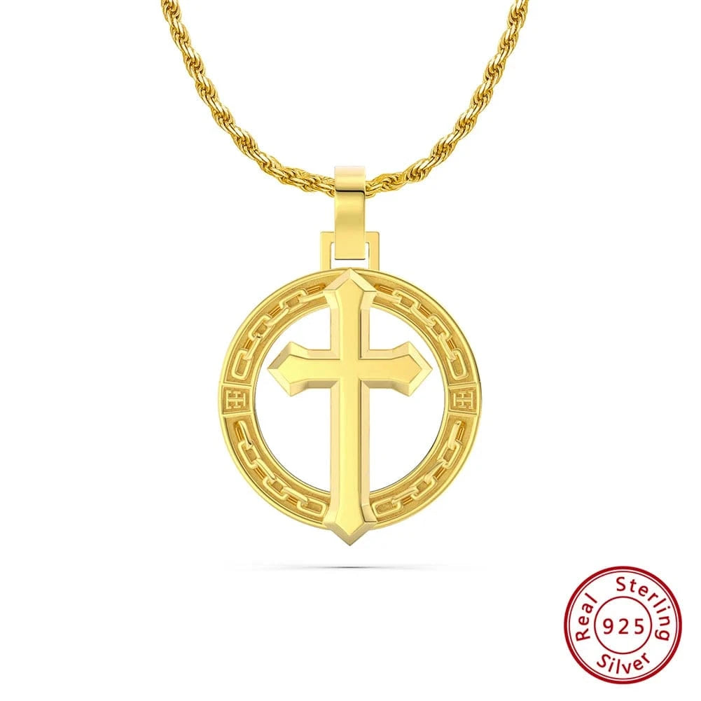 20inches / Rope Chain-Gold RINNTIN NMN03 Necklace Fine Jewelry 18K Gold Plated  with 1.5mm Sterling Silver Diamond-Cut Rope Chain Cross Necklace