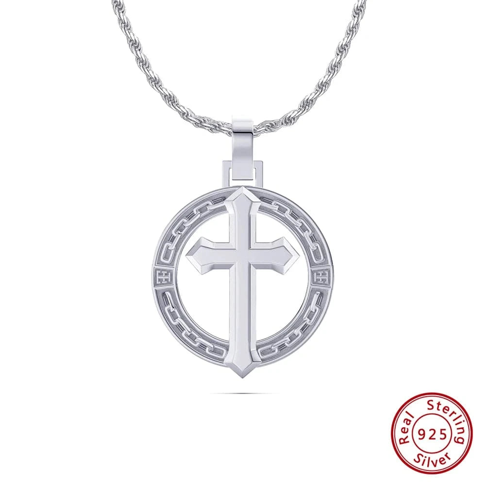 20inches / Rope Chain-Silver RINNTIN NMN03 Necklace Fine Jewelry 18K Gold Plated  with 1.5mm Sterling Silver Diamond-Cut Rope Chain Cross Necklace