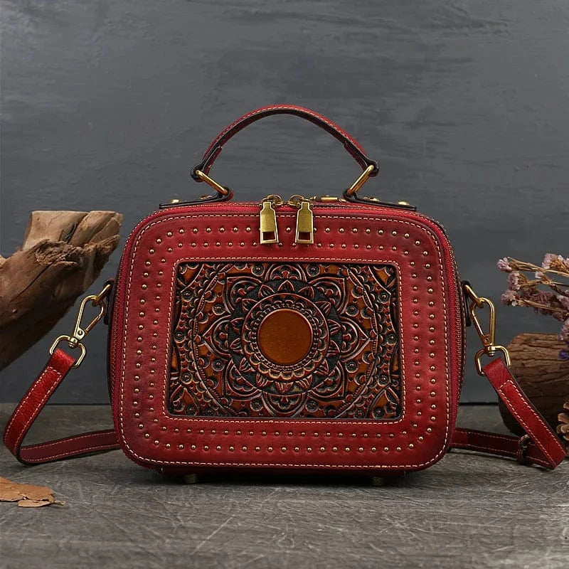 22*10*17cm / Red High Quality Genuine Leather Bag Large Capacity Luxury Handbags Fashion Shoulder Bag For Women