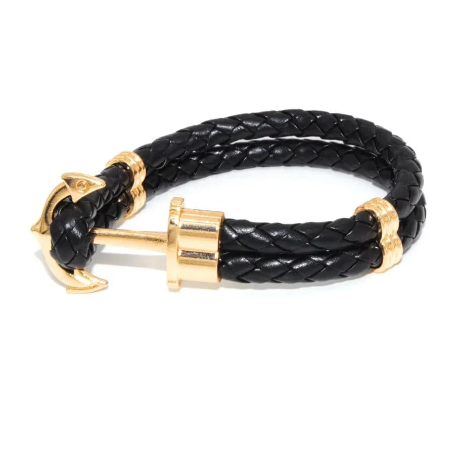 22.5CM / 3 Handmade Customized DIY Woman Leather  Bracelets Anchor Rope Mens Couple Friendship Silver Gold Bracelets