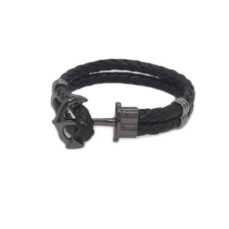 22.5CM / 9 Handmade Customized DIY Woman Leather  Bracelets Anchor Rope Mens Couple Friendship Silver Gold Bracelets