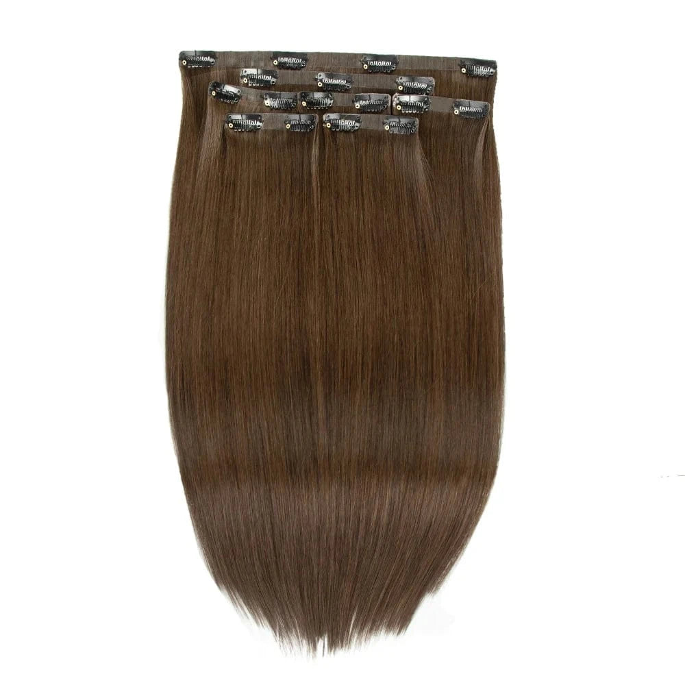 22 Inches / #2 New Clip in hair extensions 100human hair straight invisible double drawn pu100g 120g seamless clip in hair extension
