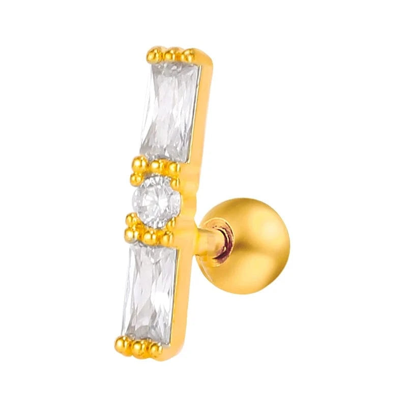 #22 POENNIS Stainless Steel Ladies Fashion Zircon Stone CZ Cartilage Earring Helix Conch Lobe Tragus Stud Ear Piercing Jewelry