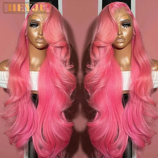 22inches / 13x4 Frontal Wig / 180%|CHINA Pink Lace Front Wigs Human Hair Body Wave 13x6 HD Lace Frontal Wig Brazilian Colored Human Hair Wigs 100% 13x4 Loose Wave Wigs