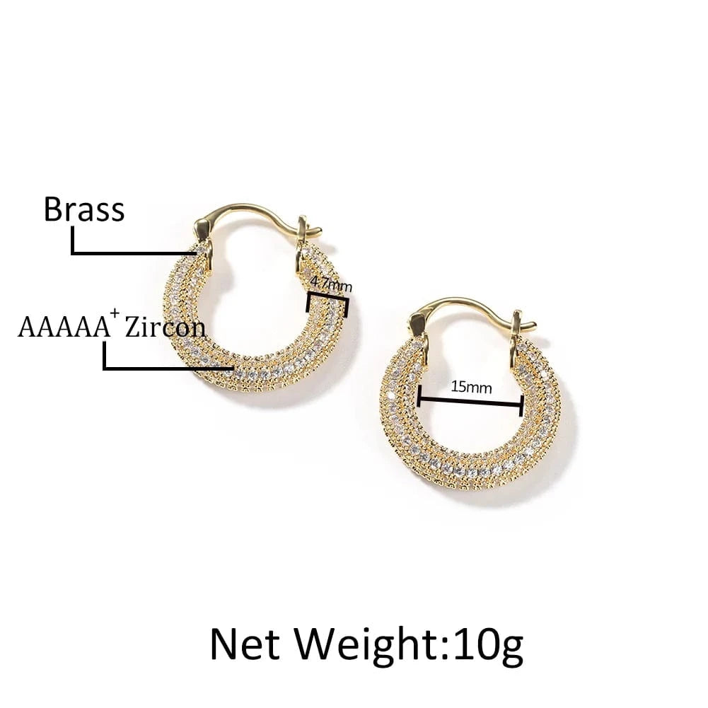 22m Zircon Hoop Earrings Full Of CZ Iced Out Round Zircon Hip Hop Jewelry Fashion Jewelry Earrings Classical Style
