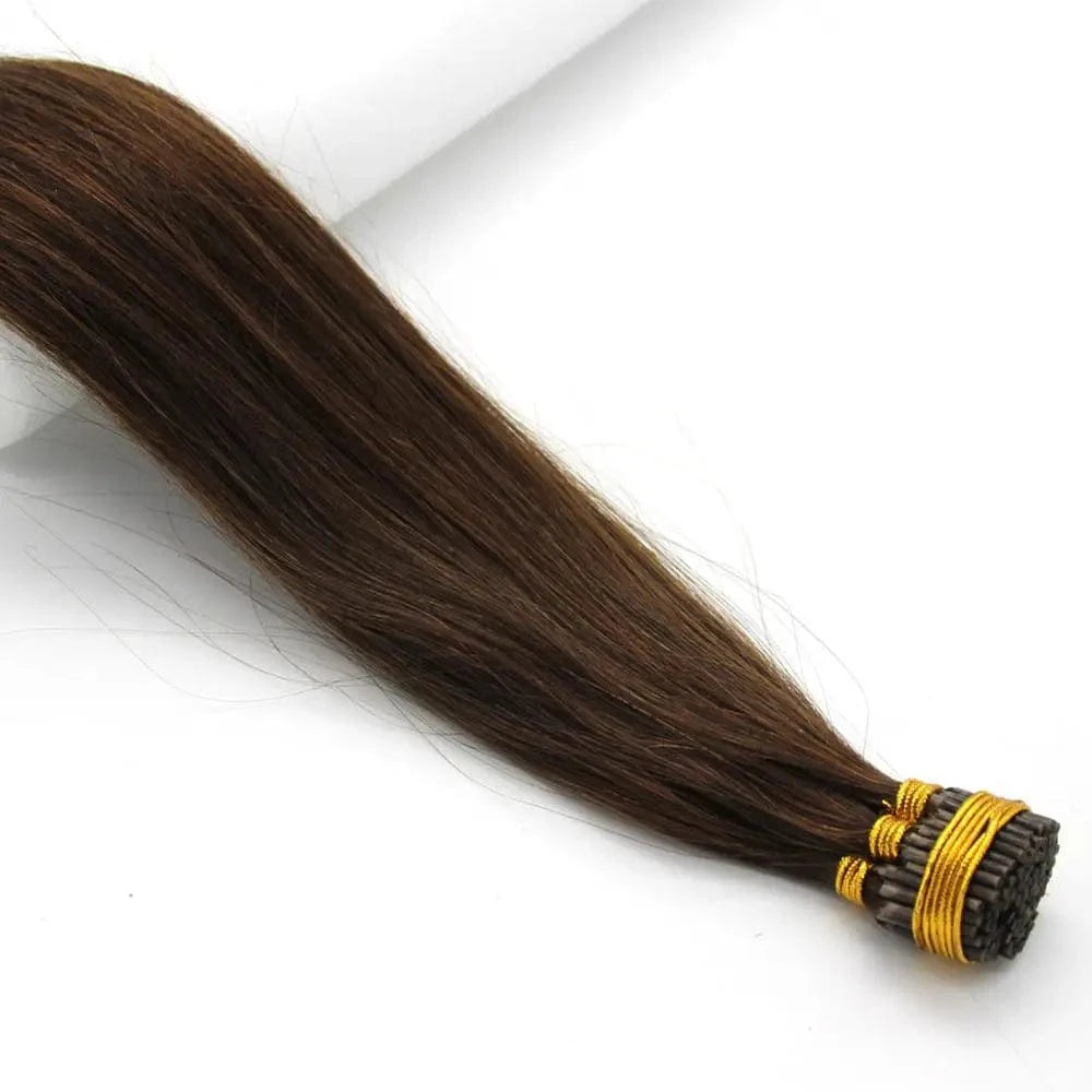 24 Inches / 4# Medium Brown Pre Bonded Keratin Stick I Tip Remy Human Hair Extensions 16-24" Straight 100s i tip hair extensions human hair