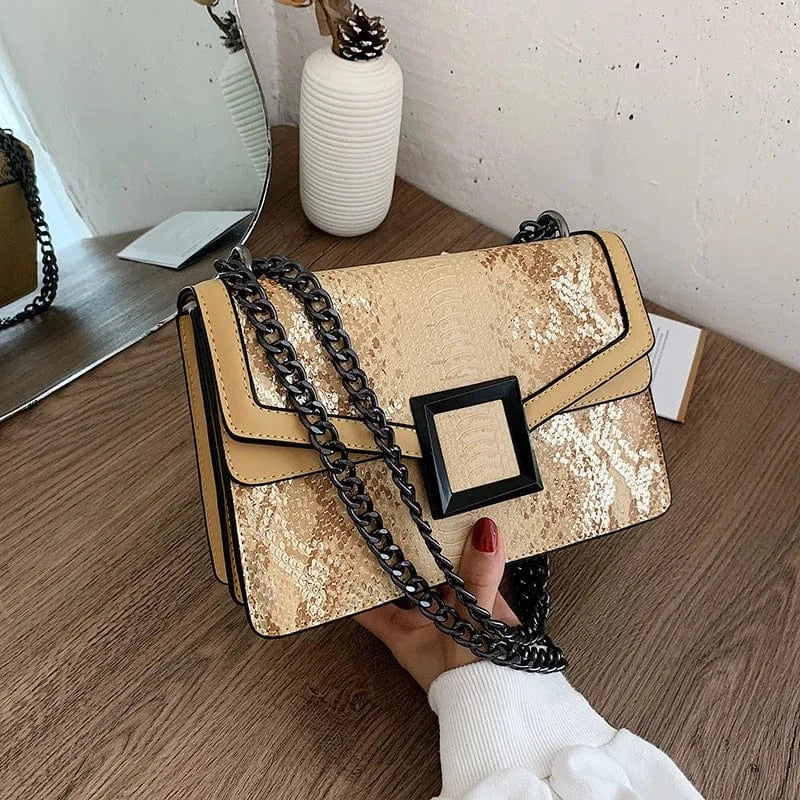24cm*10cm*16cm / Yellow 2024 Hot Sell Ladies Snake Skin Handbags Fashion Design Bag Luxury Purses For Women