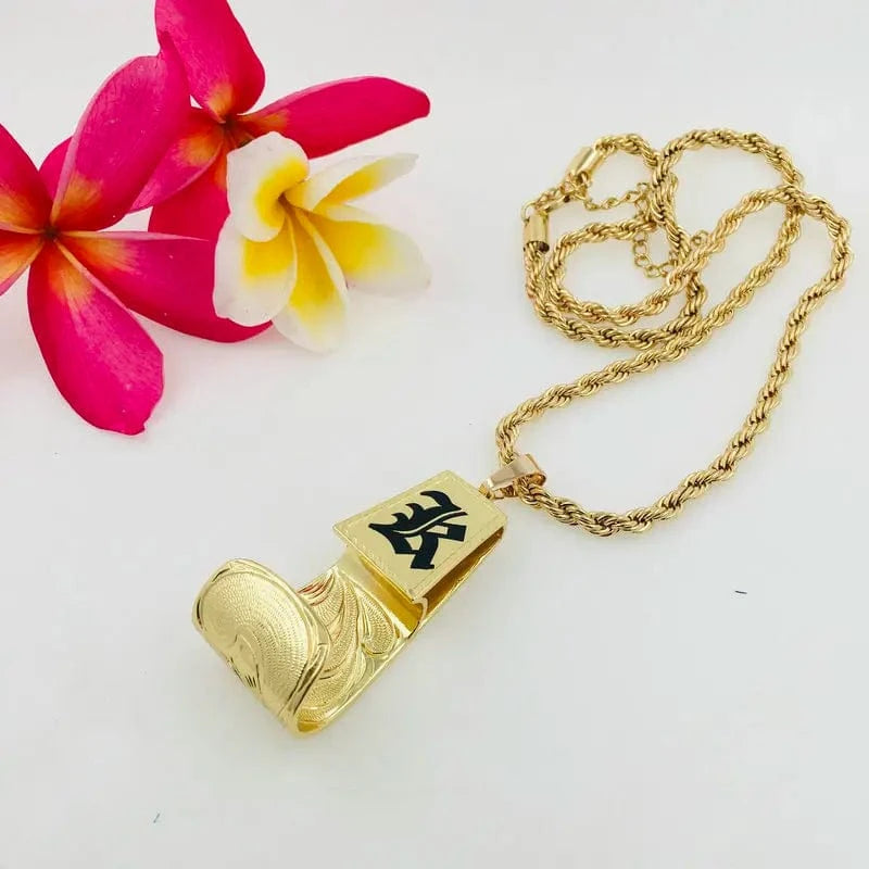 24inches / Gold JX230 Big Hook pendant Palaoa Initial necklace thick rope chain gold filled personalized customize gift men boy hiphop jewelry