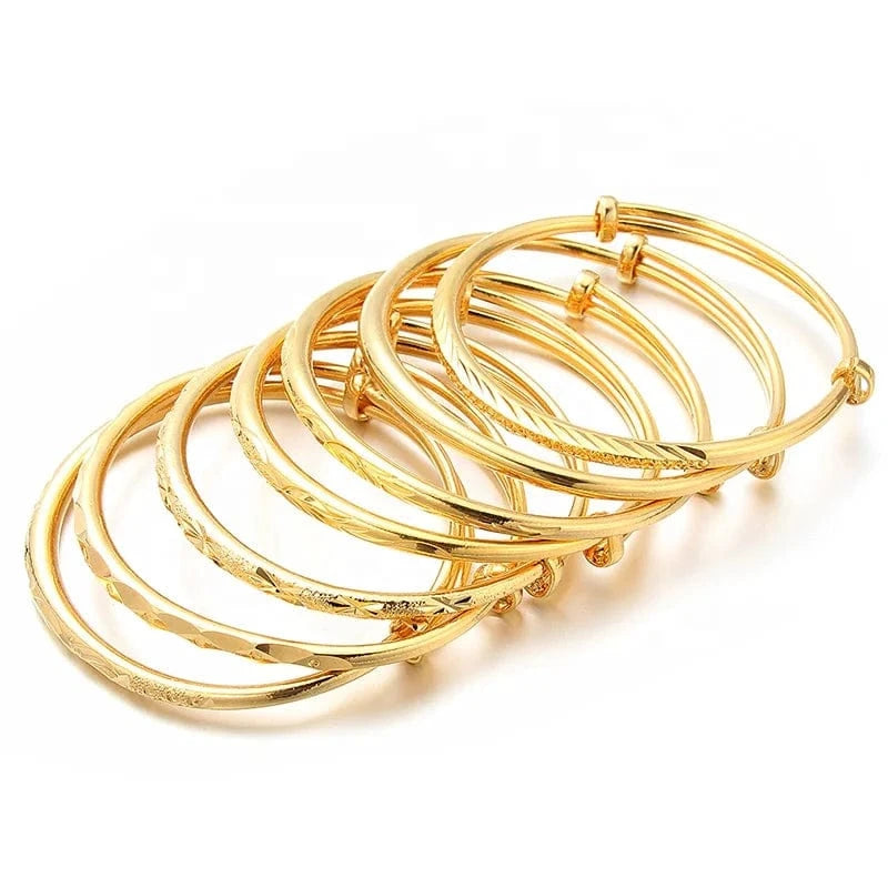 24k Gold Color Ethiopian Jewelry Bangles For Women Dubai Ramadan Adjustable Bangles&Bracelet African Weeding jewelry Gift