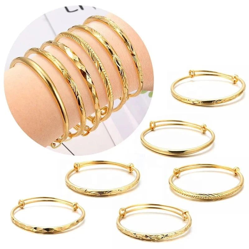 24k Gold Color Ethiopian Jewelry Bangles For Women Dubai Ramadan Adjustable Bangles&Bracelet African Weeding jewelry Gift