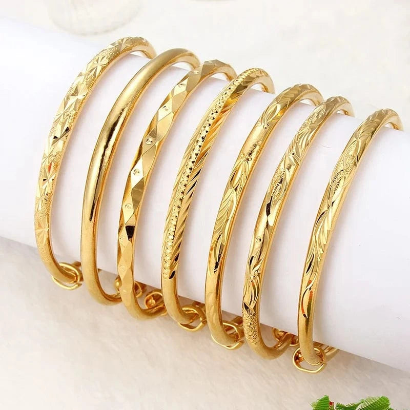 24k Gold Color Ethiopian Jewelry Bangles For Women Dubai Ramadan Adjustable Bangles&Bracelet African Weeding jewelry Gift