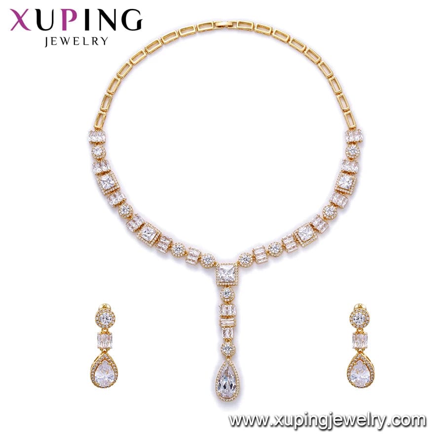 24k gold Set-57 xuping cubic dubai gold jewelry, 24k gold luxury wedding bridal jewelry set indian jewellery, gold jewellery