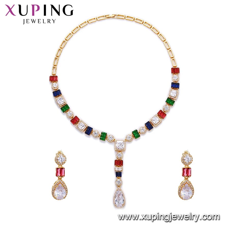 24k gold Set-57 xuping cubic dubai gold jewelry, 24k gold luxury wedding bridal jewelry set indian jewellery, gold jewellery