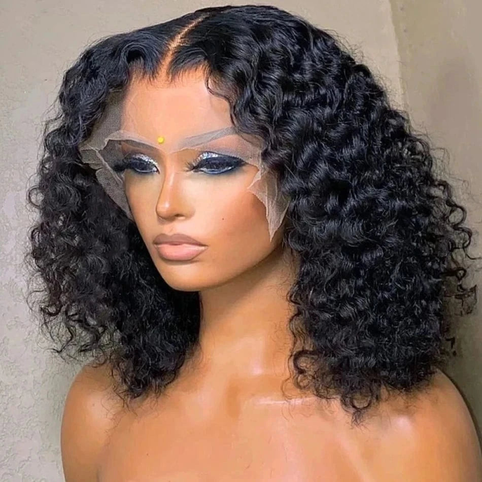 250% Brazilian Curly Short Bob Wig 13x4 Water Wave Lace Frontal Human Hair Deep Wave 13x6 HD Lace Front Glueless Wigs For Women
