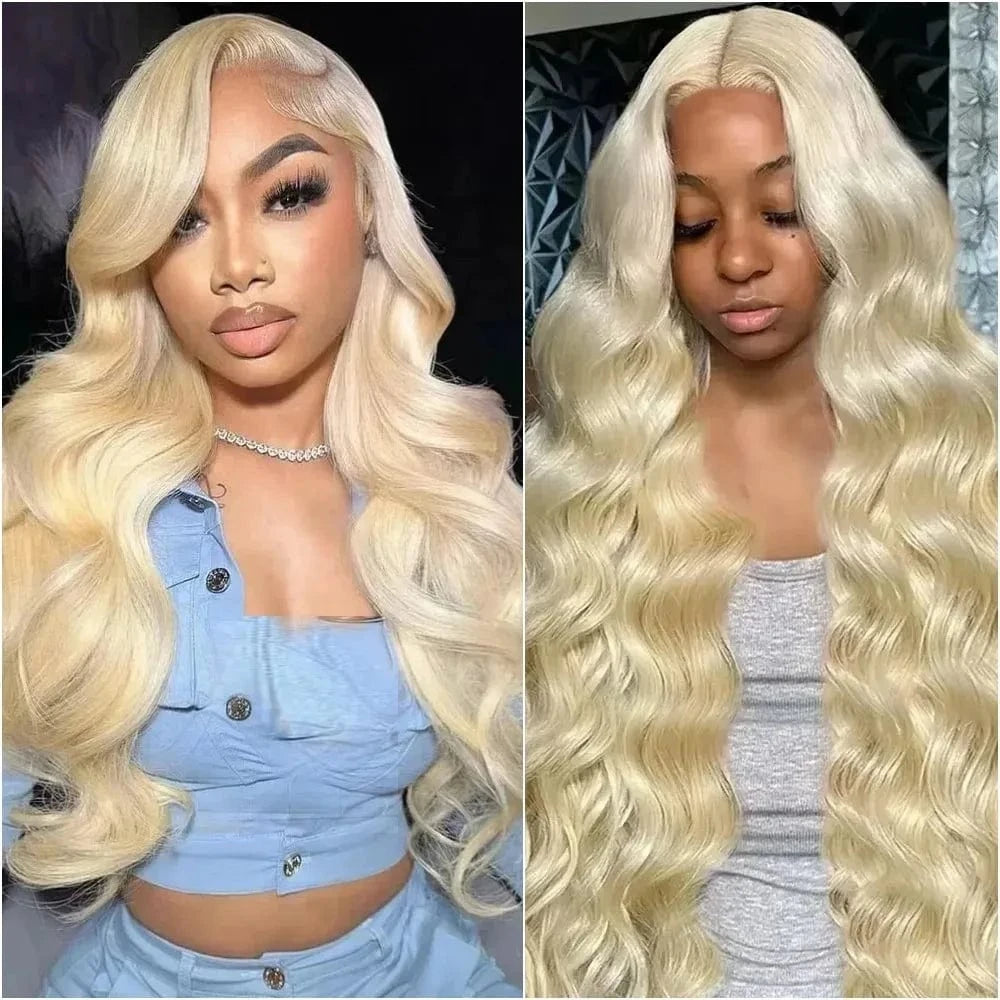 250 Density Body Wave 613 Honey Blonde HD Transparent Lace Front Human Hair Wigs 38 Inch 13x6 Lace Frontal Wig Brazilian Women