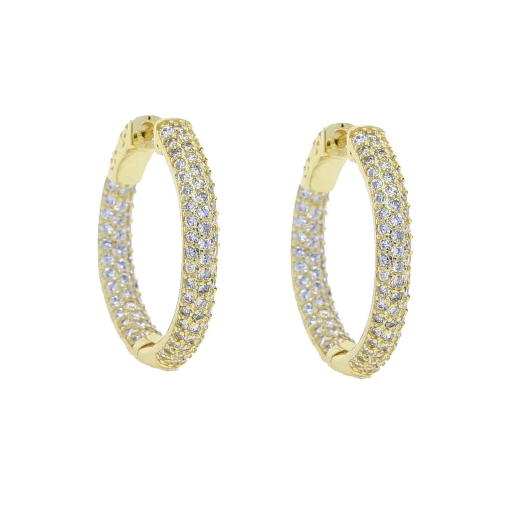 25mm 50mm Iced Out Full Cubic Zirconia Hoop Earring Classic Fashion Clasp Dainty Gorgeous Huggie CZ Hoop Jewelry Women