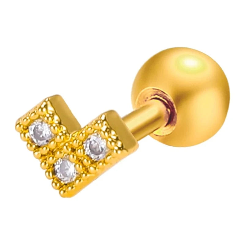 #26 POENNIS Stainless Steel Ladies Fashion Zircon Stone CZ Cartilage Earring Helix Conch Lobe Tragus Stud Ear Piercing Jewelry