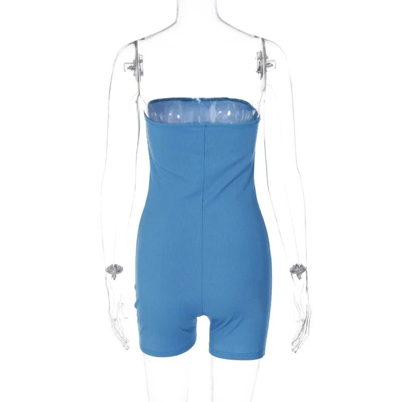 2634 Solid Knit Ribbed Sleeveless Styretchy One Piece Rompers 2024 Summer Casual Gym Hiking Tracksuit Jumpsuit Bodysuit Clothes