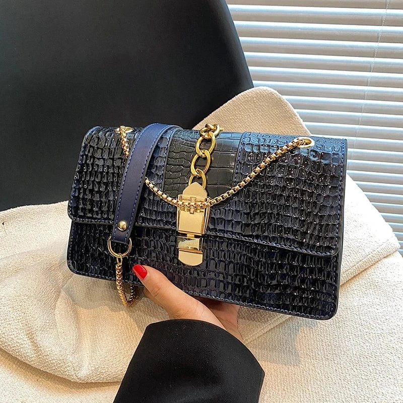 26cm*11cm*16cm / blue Factory Wholesale Snake Skin Handbags 2024 Lady Luxury Bags With Chain Lady Fashion Design Purses for Girls