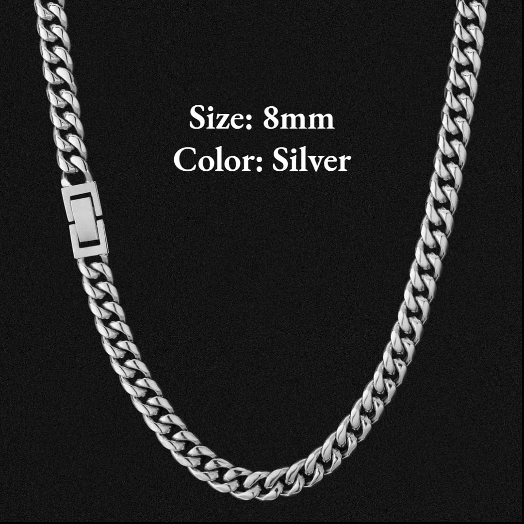 26inches / KRKC-0023-CH-SL-8mm KRKC Wholesale 6mm 26 inch 18K Gold Men Jewelry Stainless Steel Cuban Link Chain Necklace Stainless Steel Gold Chain