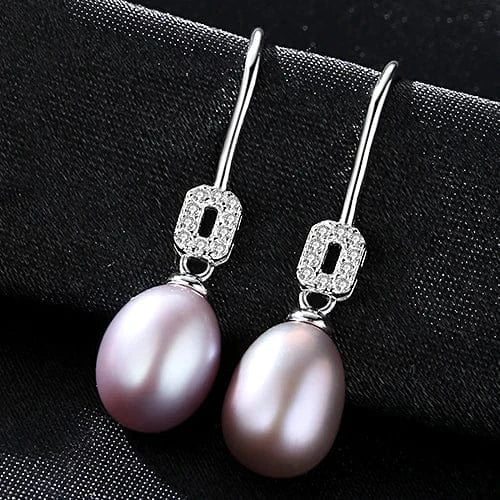 27mm*6mm / FE0020-Pu PAG&MAG Party Jewelry Vintage 8-9mm High Quality Natural Freshwater Pearl 925 Sterling Silver Drop Earrings for Women
