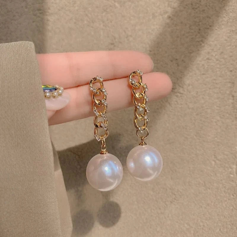 2983 Gold Crystal Long Chain Earrings 925 Silver Needle Butterfly Jewelry Women Fashion Pearl Flower Cluster Earrings