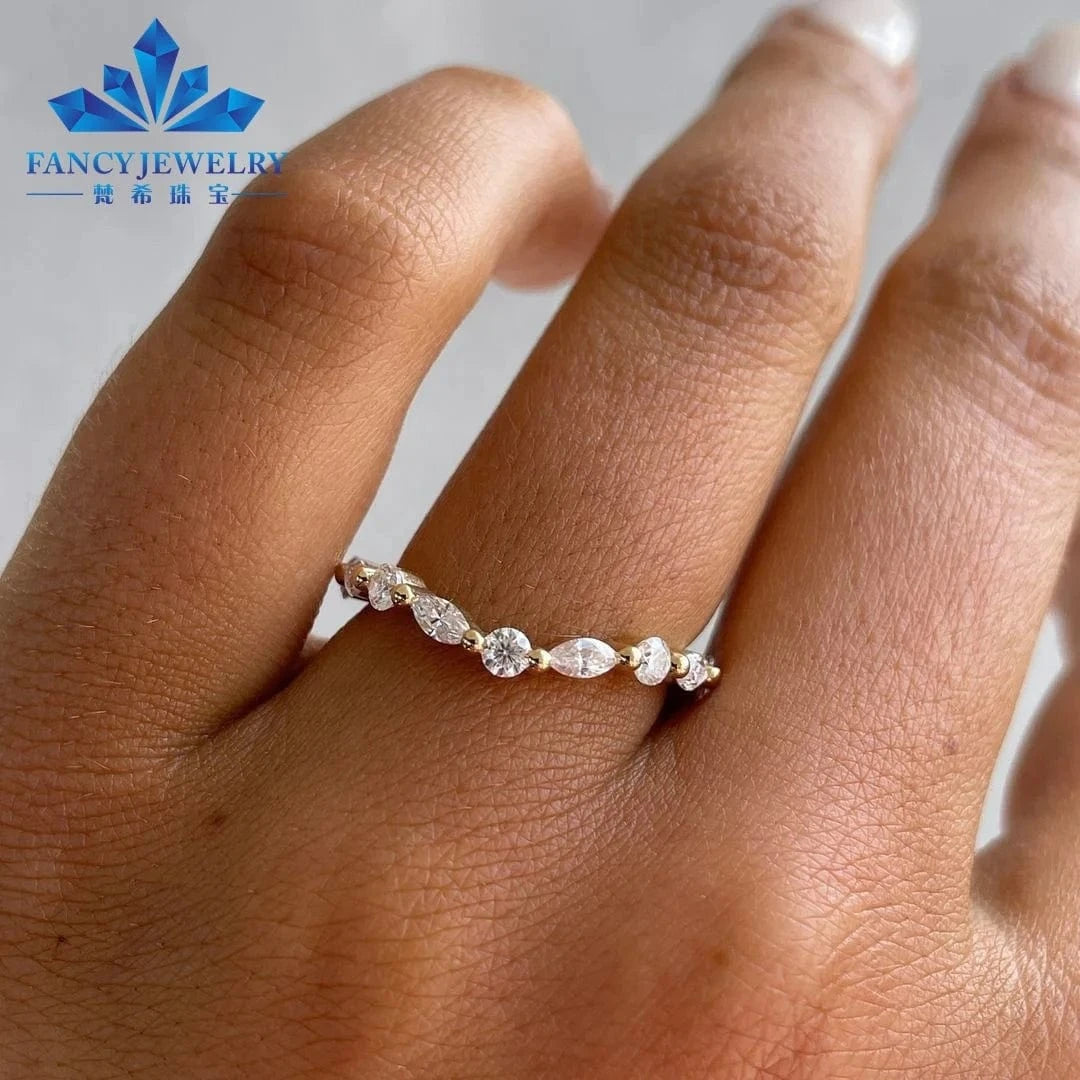 2CT Oval Shape Wedding Ring Moissanite Eternity Band Moissanite Bridal Ring Set Gold New for Man and Women Fancy Jewelry