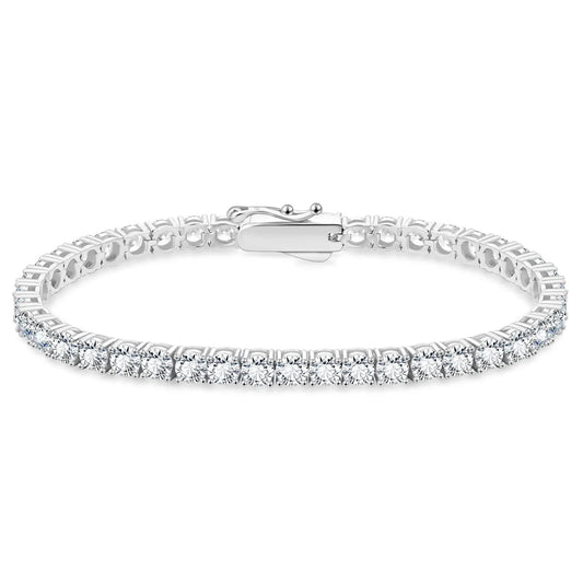 2mm 3mm Cubic Zirconia 925 Sterling Silver Bridal Wedding Jewelry 14K White Gold Plated Women Men Diamond 5A CZ Tennis Bracelet