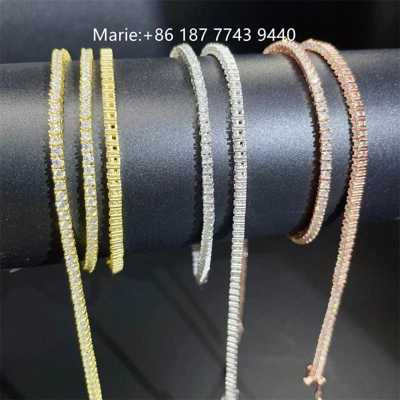2mm wide Moissanite Tennis Bracelet Sliver Tennis Necklace Moissanite Diamond Jewelry Tennis Chain