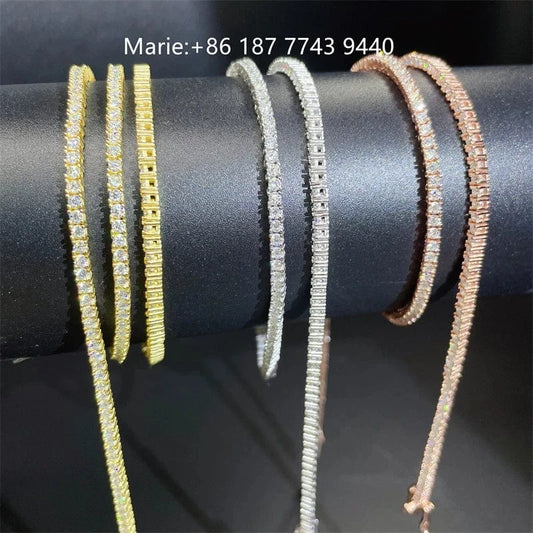 2mm wide Moissanite Tennis Bracelet Sliver Tennis Necklace Moissanite Diamond Jewelry Tennis Chain