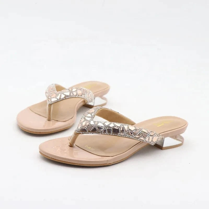 3.5cm low high heels casual shoes flip-flops slippers pu rubber flat heels for ladies heeled sandals for women and ladies