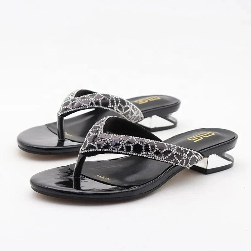 3.5cm low high heels casual shoes flip-flops slippers pu rubber flat heels for ladies heeled sandals for women and ladies