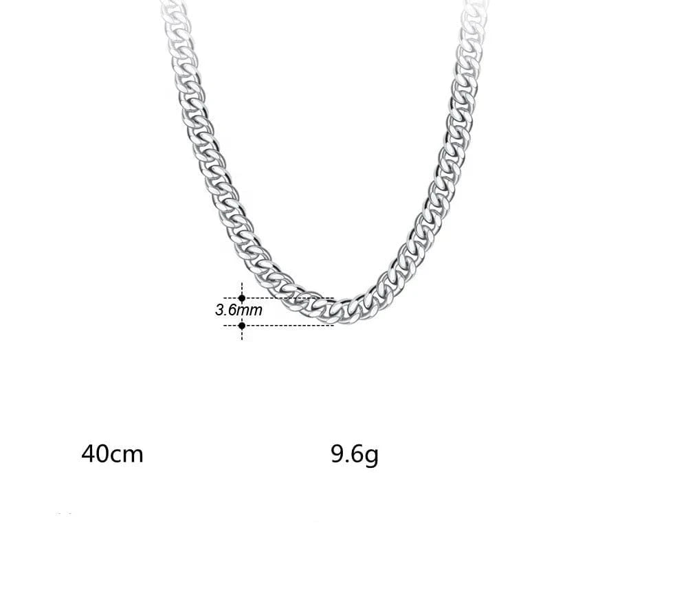 3.6mm*40cm Chains Hip Hop Jewelry 3.6/5/7mm Chunky Diamond-cut Cuban Link Chain Necklace 925 Sterling Silver Trendy Picture for Men Women