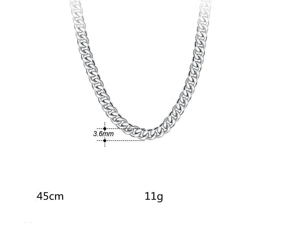3.6mm*45cm Chains Hip Hop Jewelry 3.6/5/7mm Chunky Diamond-cut Cuban Link Chain Necklace 925 Sterling Silver Trendy Picture for Men Women