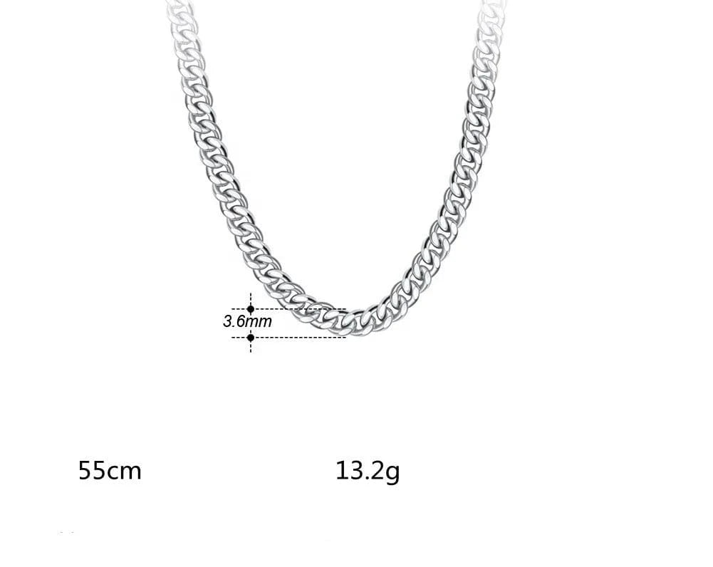 3.6mm*55cm Chains Hip Hop Jewelry 3.6/5/7mm Chunky Diamond-cut Cuban Link Chain Necklace 925 Sterling Silver Trendy Picture for Men Women