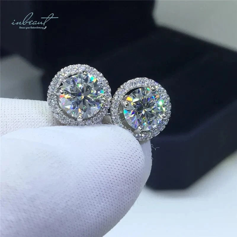 3 ct total 6 ct Silver 925 Original Total 6 Carat Round Brilliant Cut Pass Diamond Test D Color Moissanite Wedding Stud Earrings Fine Jewelry