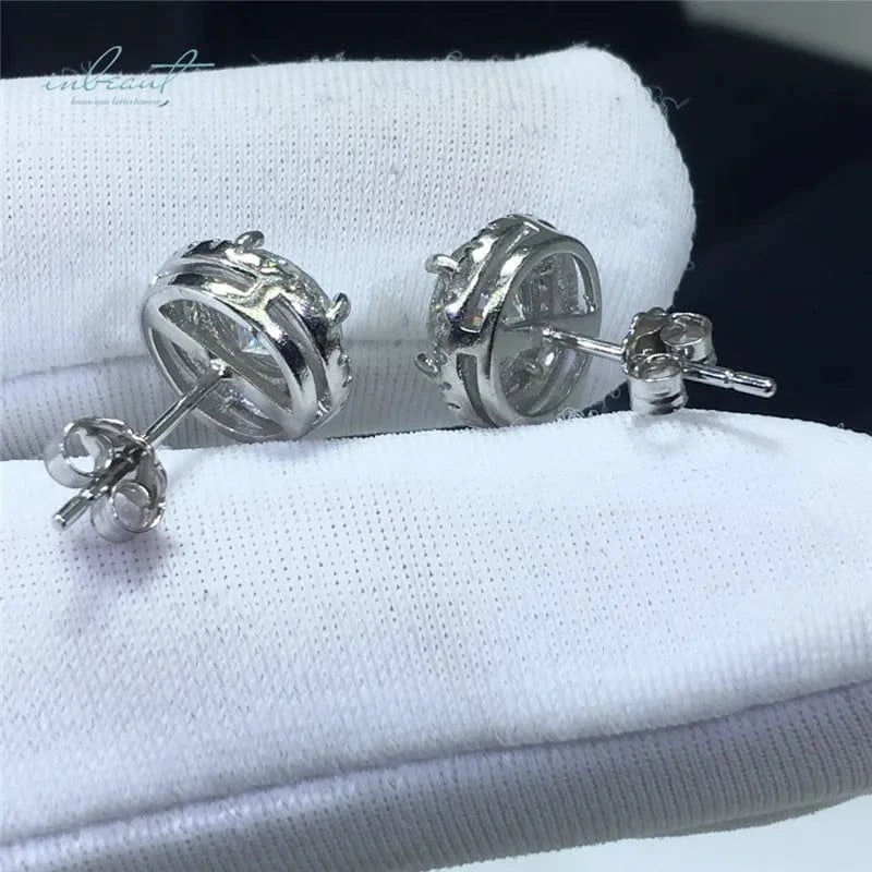 3 ct total 6 ct Silver 925 Original Total 6 Carat Round Brilliant Cut Pass Diamond Test D Color Moissanite Wedding Stud Earrings Fine Jewelry