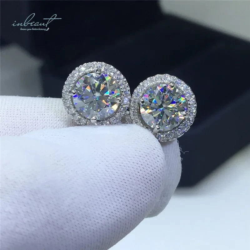 3 ct total 6 ct Silver 925 Original Total 6 Carat Round Brilliant Cut Pass Diamond Test D Color Moissanite Wedding Stud Earrings Fine Jewelry